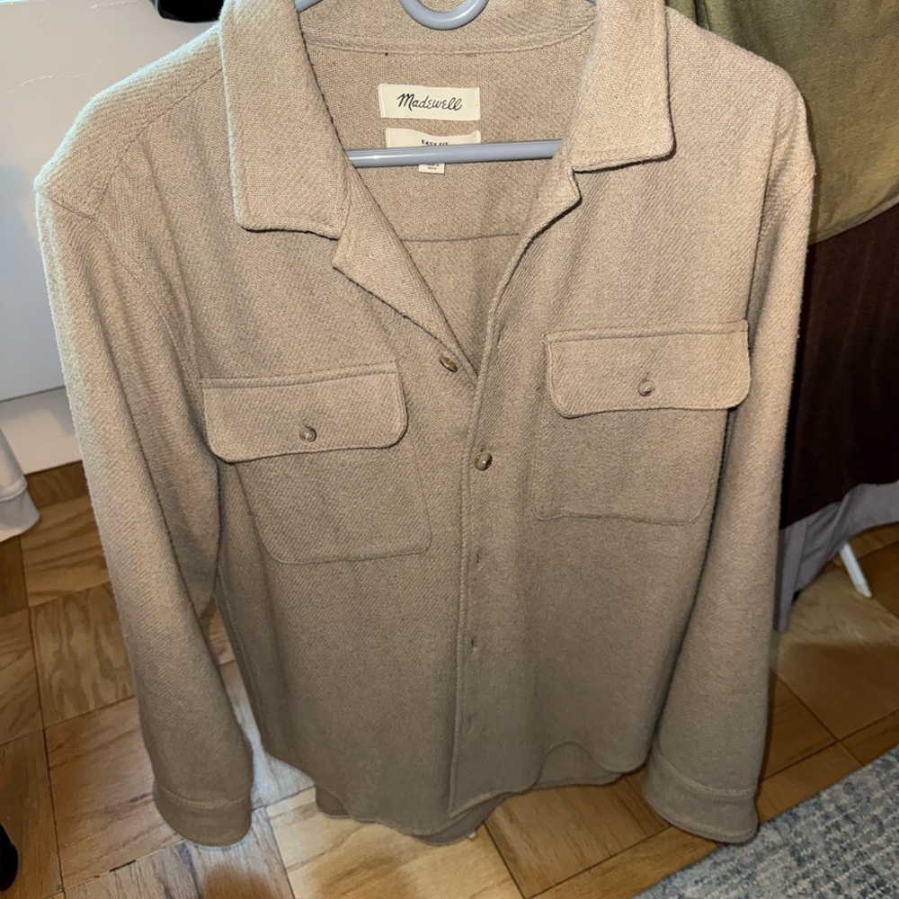 Madewell Cream Knit Button-Up Shacket